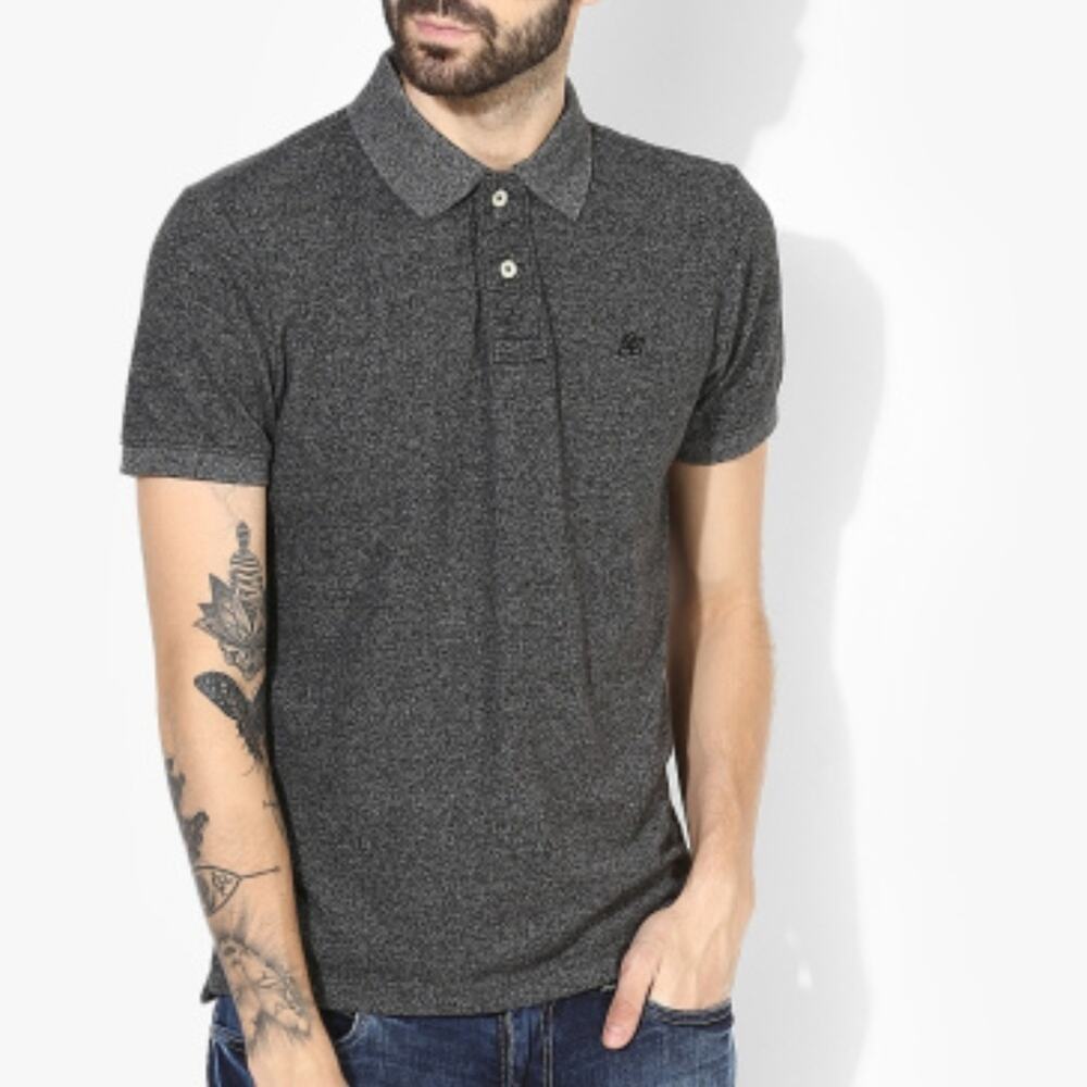 Aeropostale Distressed Regular Fit Dark Grey Short Sleeve Golf Polo L - Picture 1 of 8